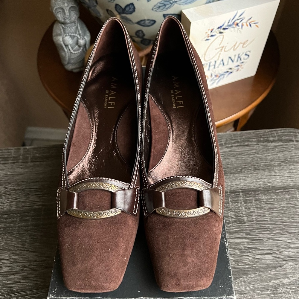 Amalfi by Rangoni Lucrezia Brown Suede Flats US8.5 Retail $275